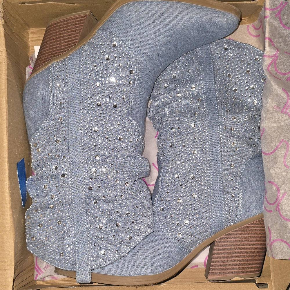 Studded Blue Ankle Boots
